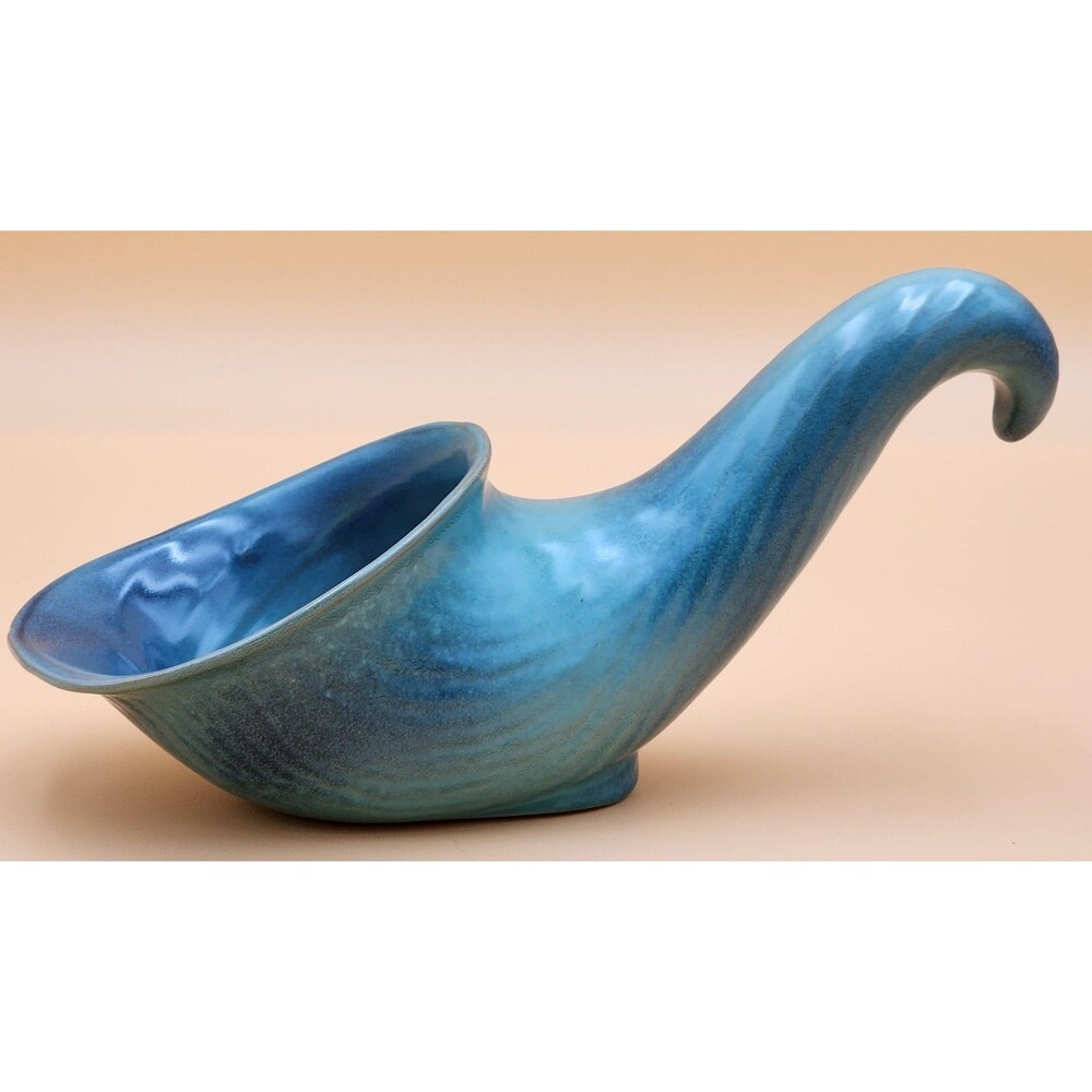 Frankoma Pottery ~ Beautiful Blue Cornucopia Horn